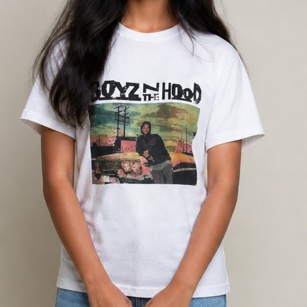 Boyz N The Hood Vintage Style Design Ice Cube Short Sleeve T Shirt L White Black
